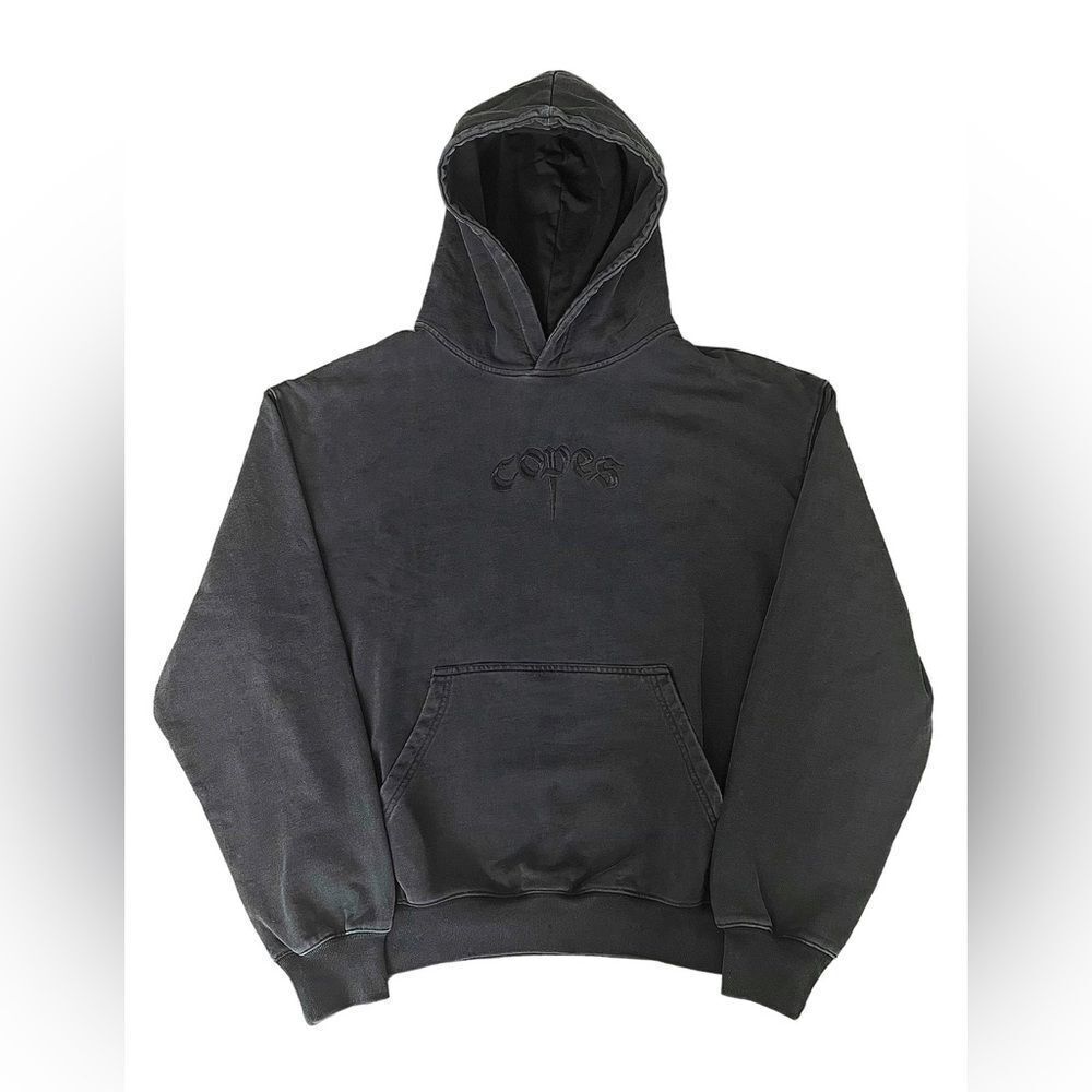 Copes‎ Heavyweight Terry Stone Washed Embroidered Logo Hoodie Black L NWOT
